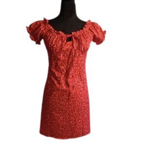 Unknown Label Women's Size Medium Red Floral Mini Dress